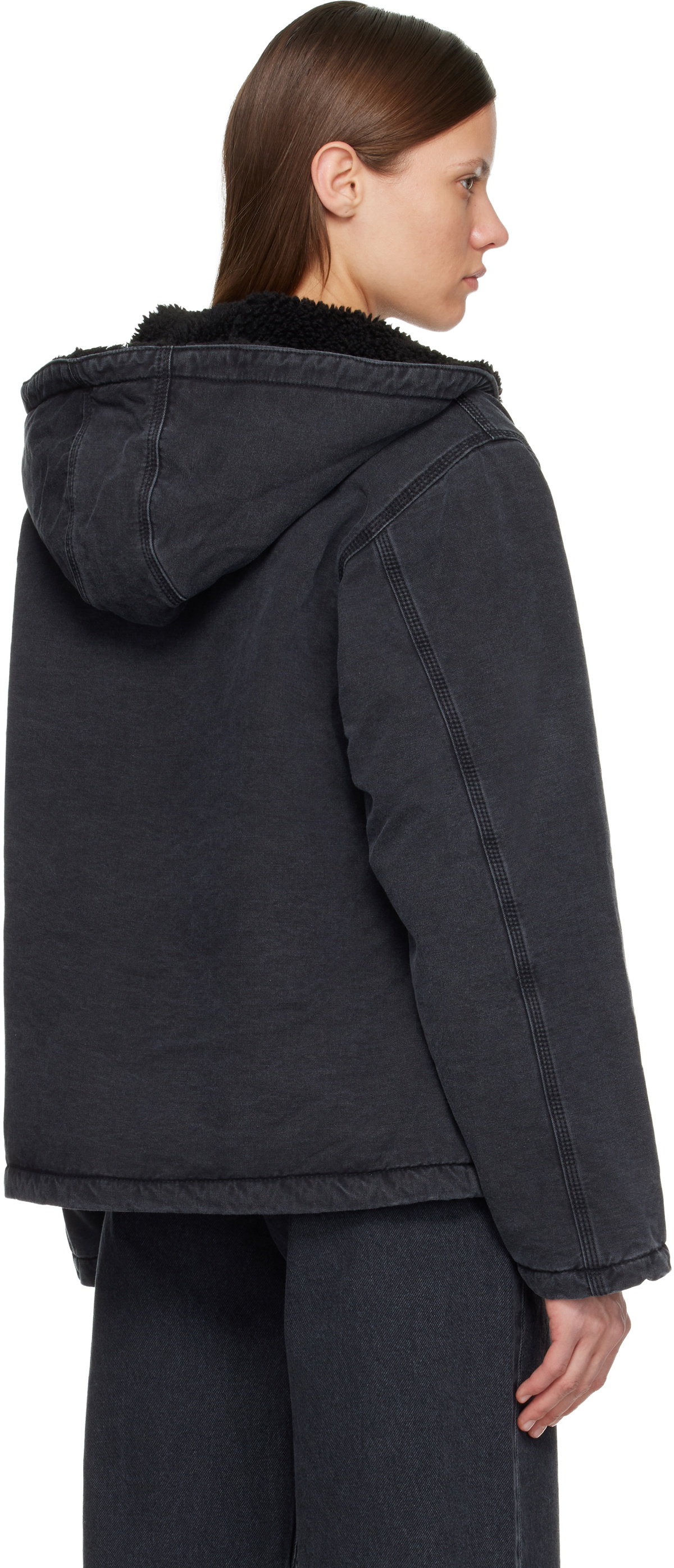 Carhartt Work In Progress Black Hooded Mitch Bomber Jacket