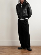AMI PARIS - Textured-Leather Bomber Jacket - Black