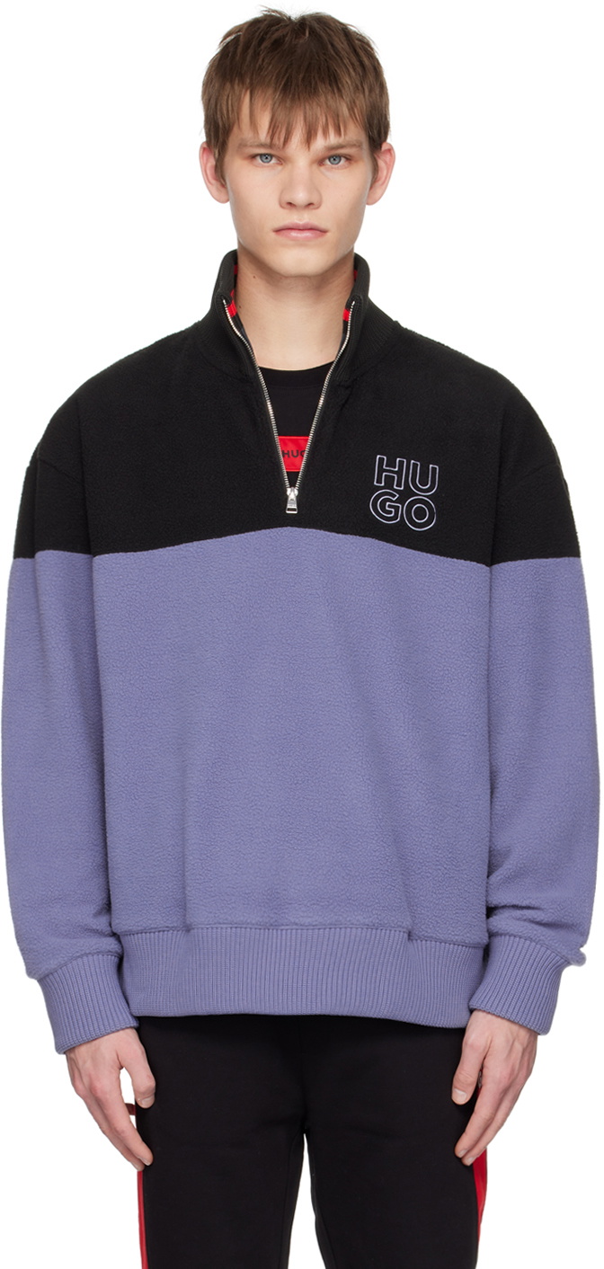 Hugo Black Blue Stacked Logo Sweater Hugo Boss