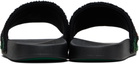 Casablanca Black Embroidered Terry Slides