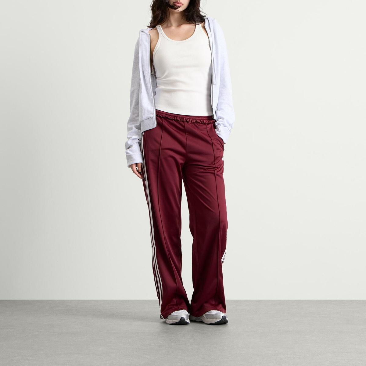 Adidas Women's Pleated Firebird Track Pant in Shadow Red