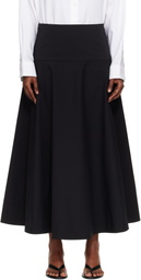 St. Agni Black Cotton Circle Hem Maxi Skirt