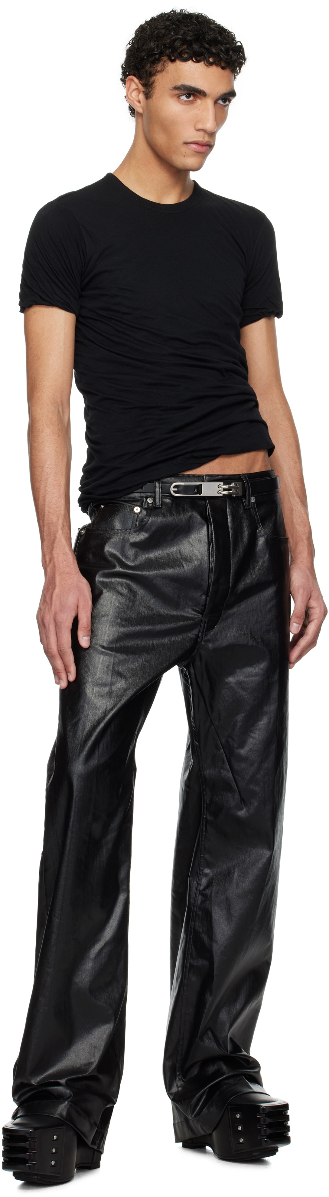Rick Owens Hollywood geth ジーンズ コーティング加工 Rick Owens Black Hollywood Geth Jeans Rick Owens