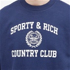 Sporty & Rich Men's Varsity Crest Crew Sweat in Navy/White