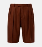 Saint Laurent Pleated cashmere Bermuda shorts