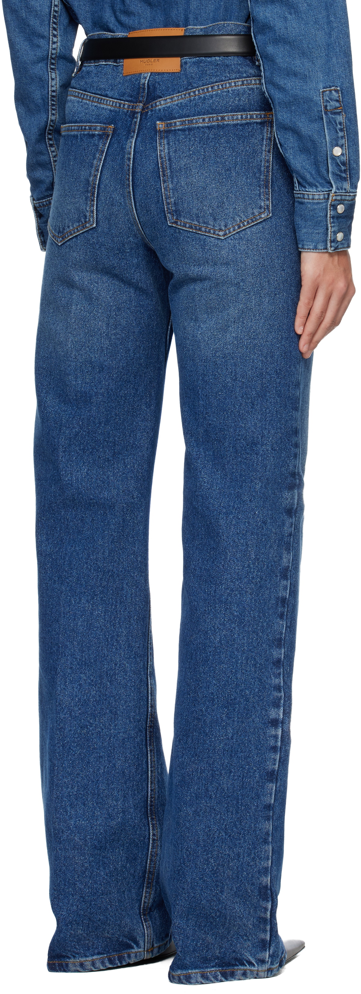 Mugler Blue Five Pocket Straight Denim Jeans
