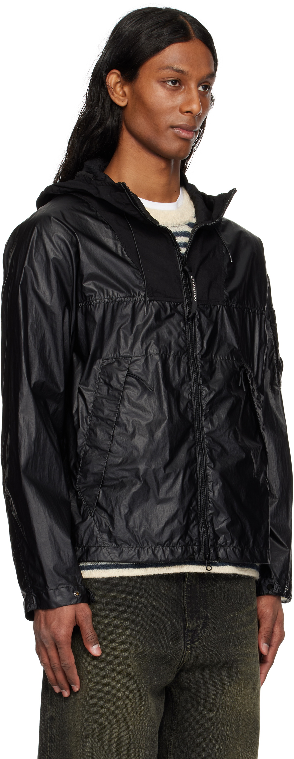 C.P. Company Black CS II Mixed Hooded Lens Jacket C.P. Company