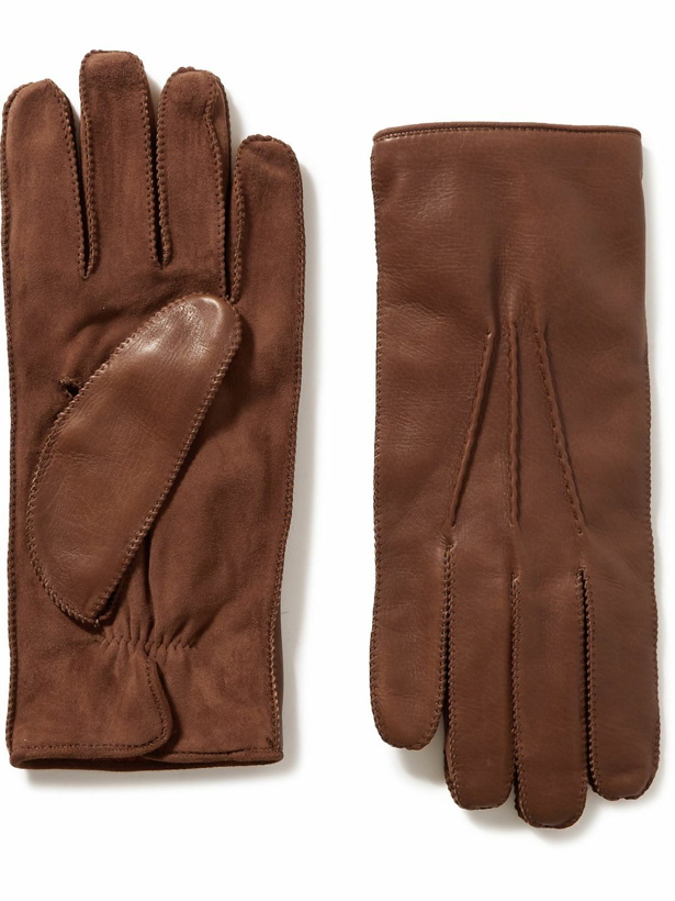 Photo: Loro Piana - Archie Leather and Suede Gloves - Brown