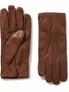 Loro Piana - Archie Leather and Suede Gloves - Brown