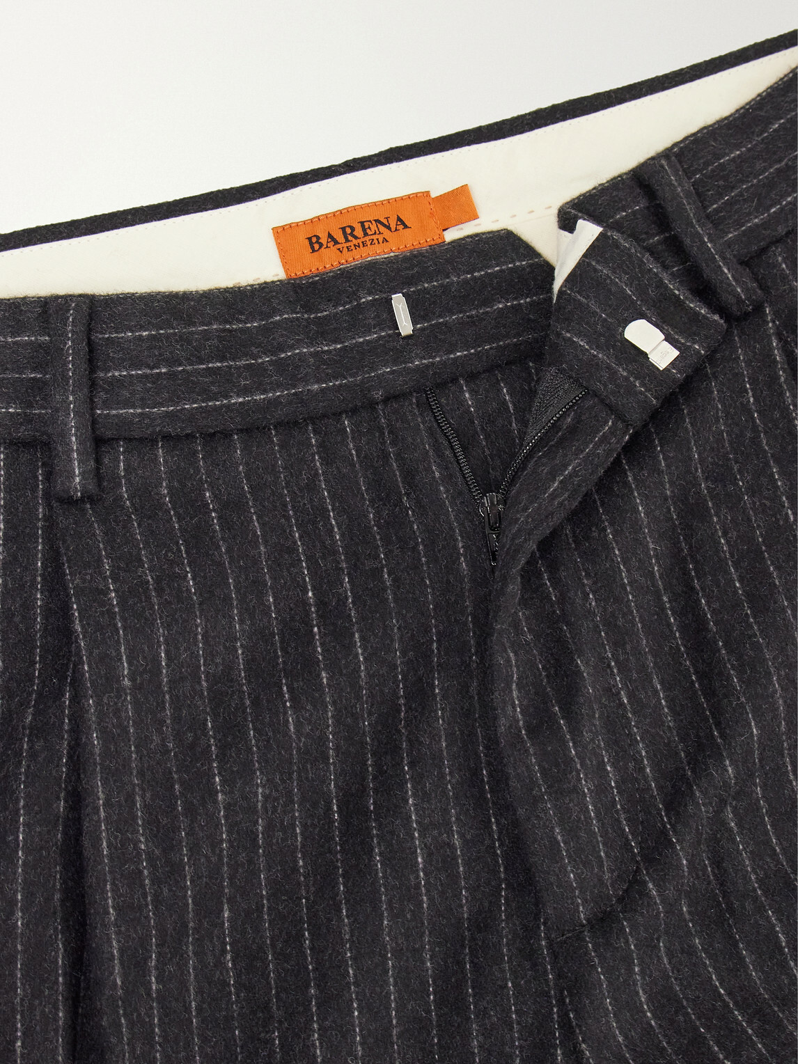 Barena - Straight-Leg Pleated Pinstriped Wool-Blend Trousers - Gray