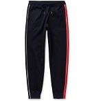 Thom Browne - Tapered Striped Jacquard-Trimmed Cotton-Jersey Sweatpants - Blue