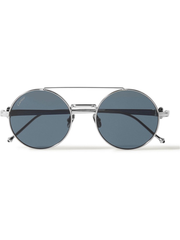 Photo: Cartier Eyewear - Round-Frame Gold-Tone Titanium Sunglasses