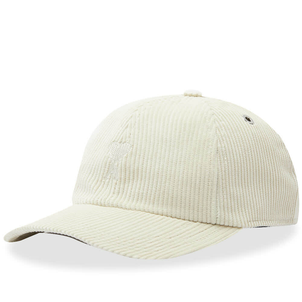 AMI Men's Small A Corduroy Cap in Off White AMI