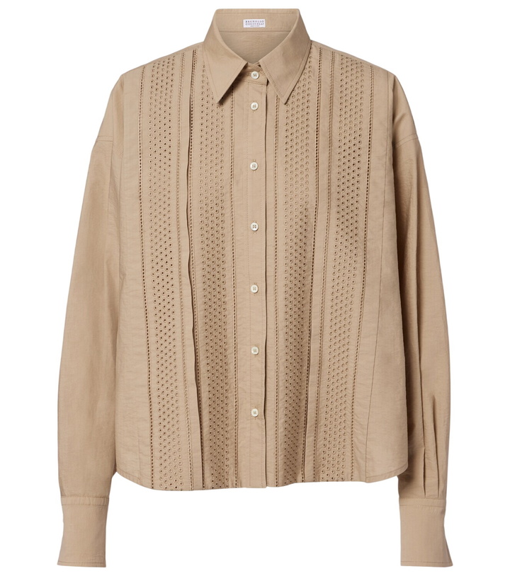 Photo: Brunello Cucinelli Embroidered cotton-blend shirt