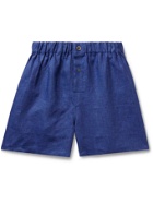EMMA WILLIS - Linen Boxer Shorts - Blue