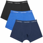 Calvin Klein Men's Trunk 3 Pack in Blue/Navy/Black