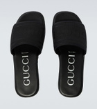 Gucci Logo canvas and leather slides