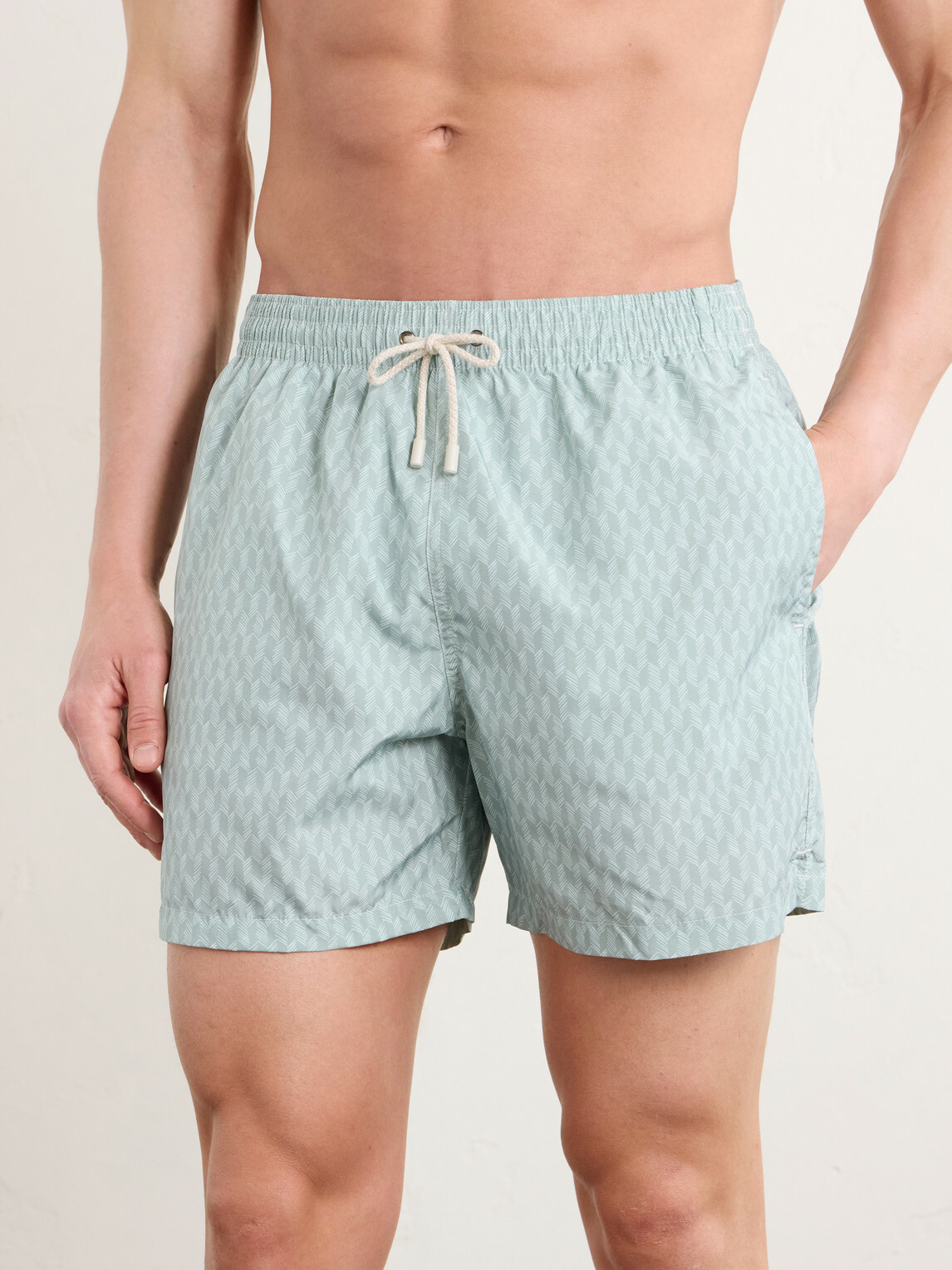Canali - Straight-Leg Mid-Length Printed Swim Shorts - Blue