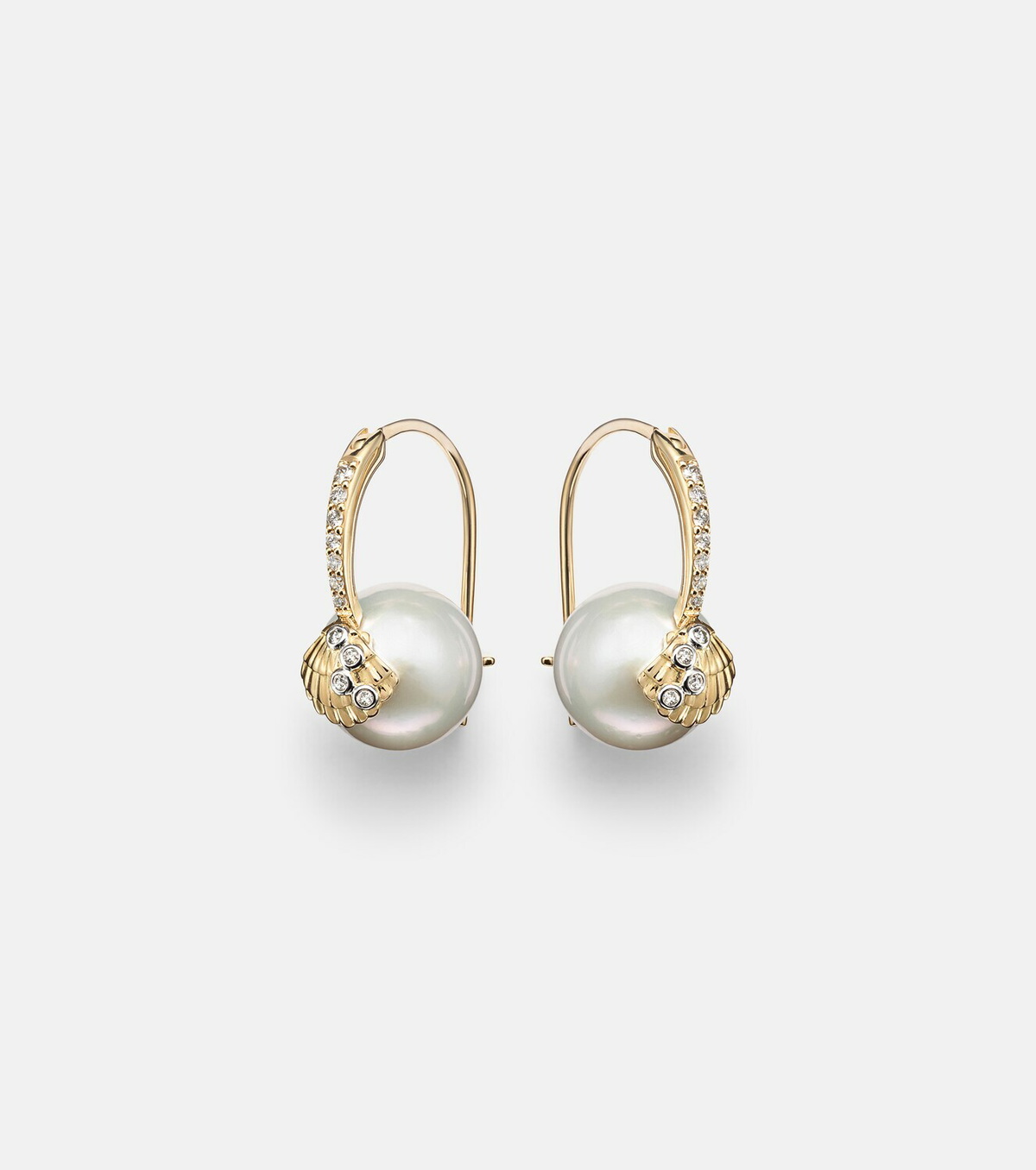 Sydney Evan 14kt gold (585/1000) earrings with pearls and diamonds