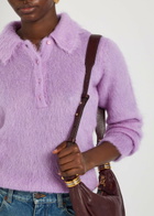 Chloe Brushed Knit Wool-blend Polo top Lilac