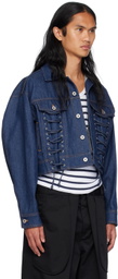 Jean Paul Gaultier Blue Lace-Up Denim Jacket