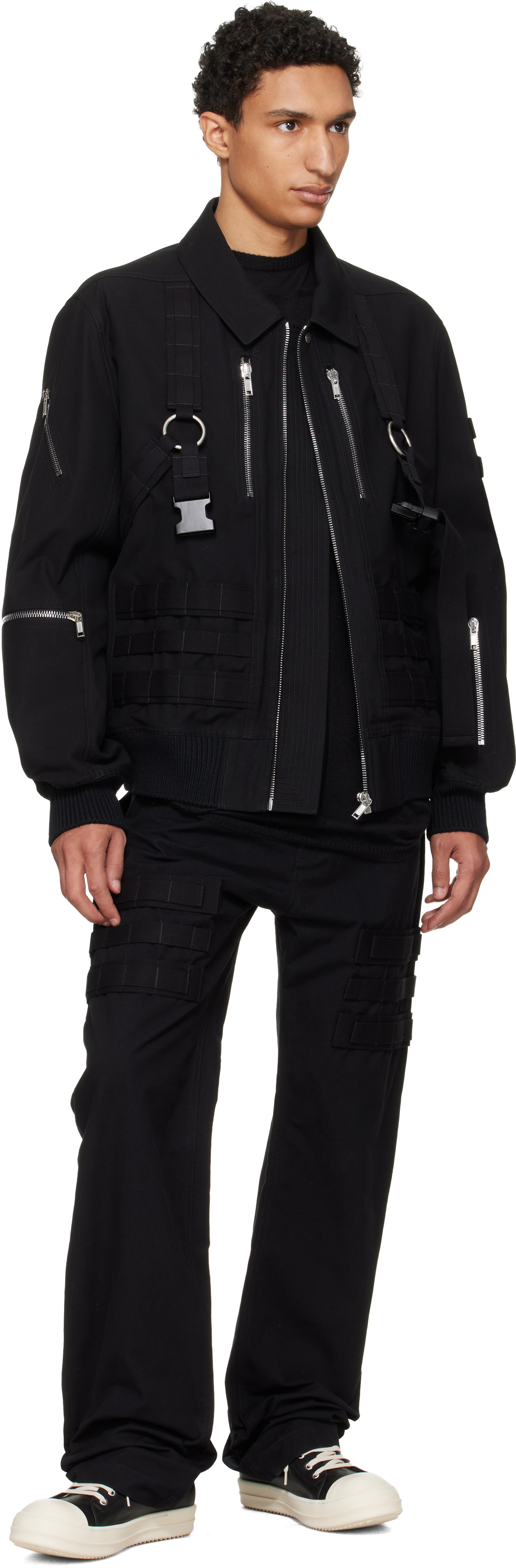 Rick Owens Black Temple Blixa Cargo Bomber Jacket