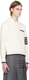 Thom Browne White 4-Bar Sweater