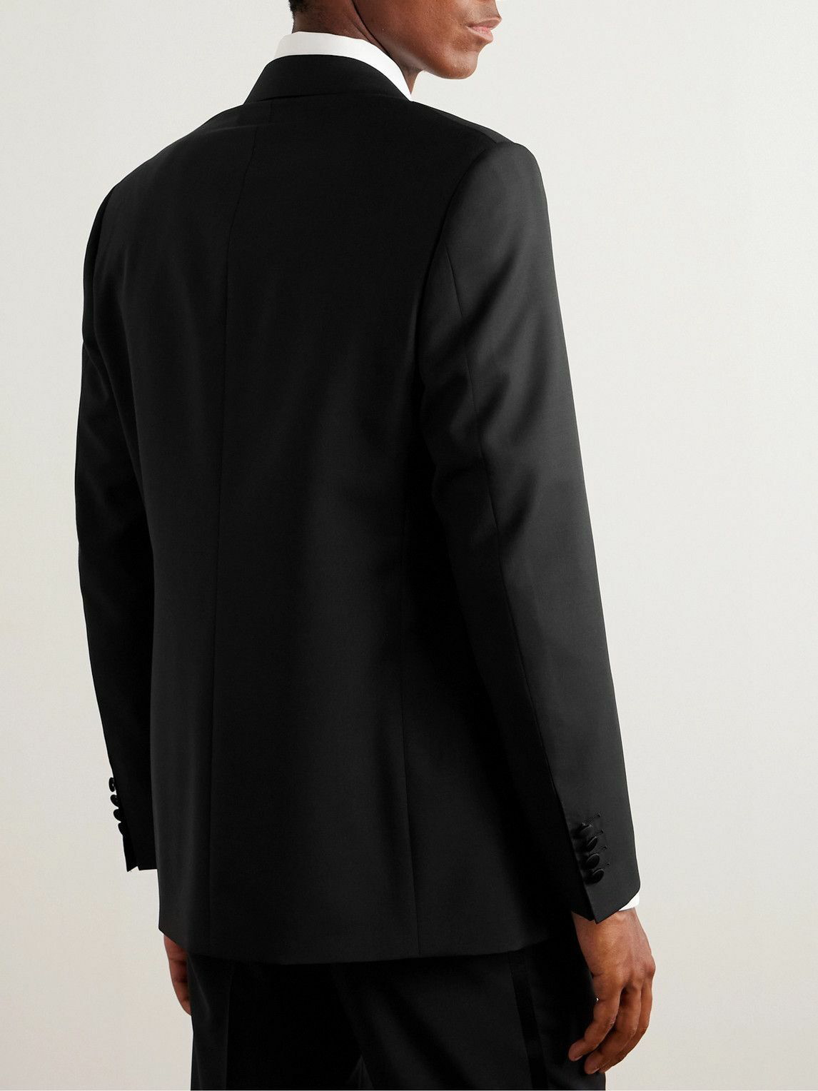 Canali - Satin-Trimmed Wool and Mohair-Blend Tuxedo Jacket - Black Canali