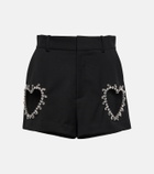 Area Embellished cutout wool shorts