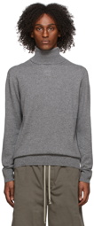 We11done Grey Cashmere Embossed Logo Turtleneck