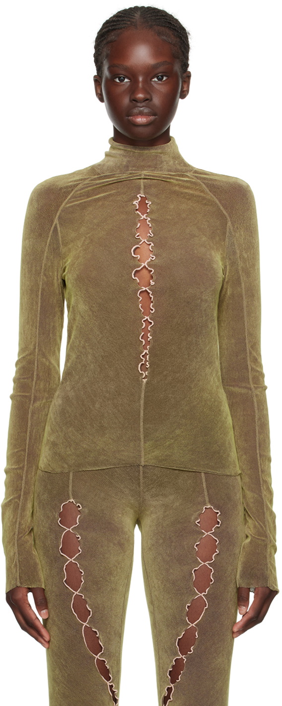 Rui Khaki Cutout Turtleneck