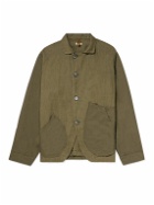 KAPITAL - Ringoman Cotton Poplin-Trimmed Linen and Gabardine Overshirt - Green
