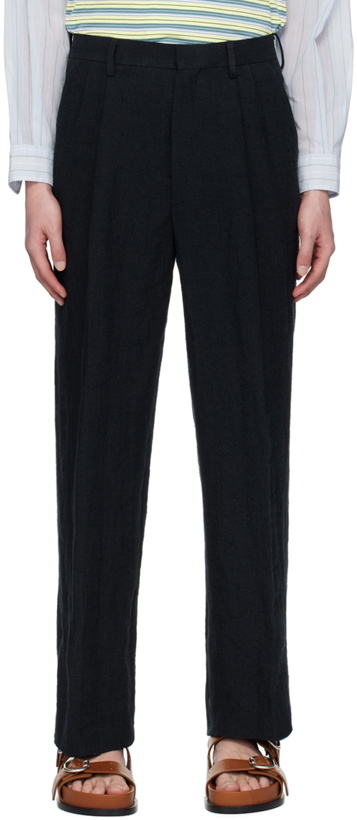 Photo: AURALEE Navy Pleated Trousers