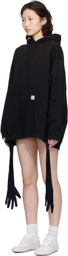 MM6 Maison Margiela Black Hooded Glove Sweatshirt Minidress