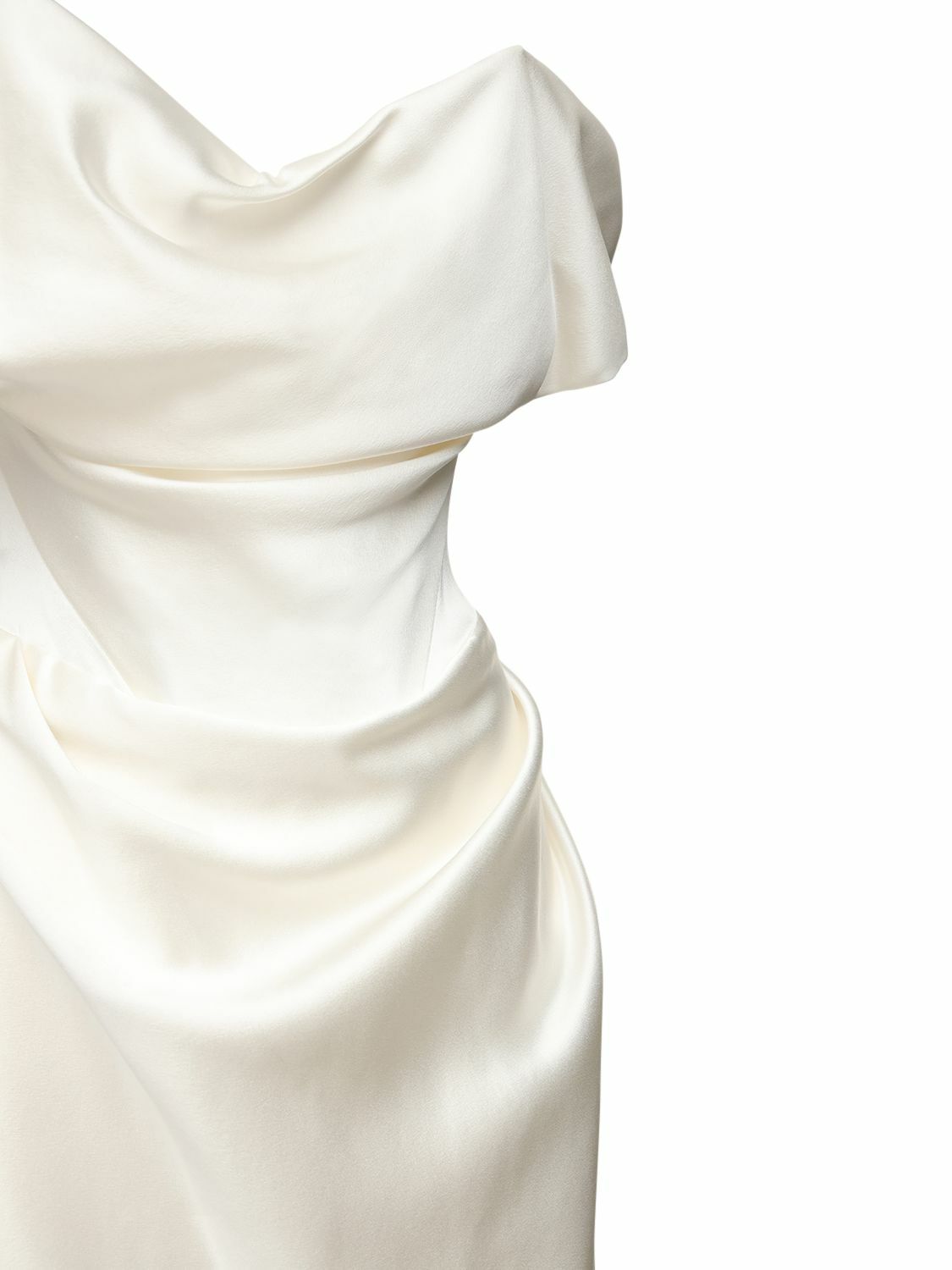 vivienne westwood heavy silk satin dress Nova Cocotte off-the-shoulder draped silk-crepe gown - off-white