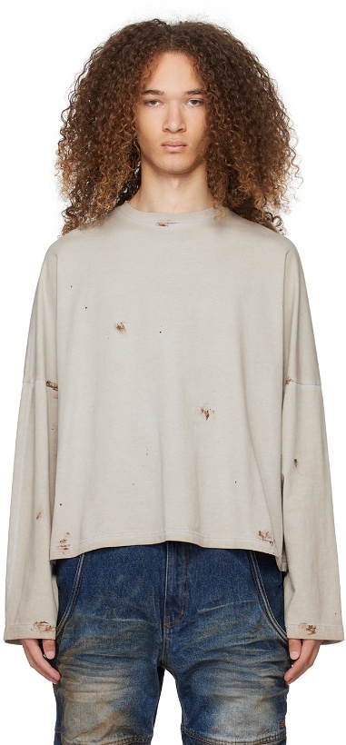 Photo: We11done Beige Faded Long Sleeve T-Shirt