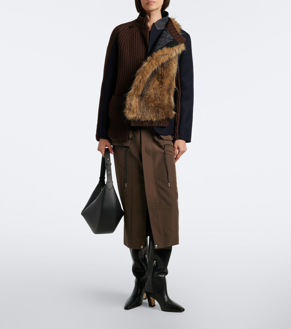 Sacai Ribbed-knit wool-blend jacket