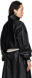 LU'U DAN Black Blouson Leather Jacket