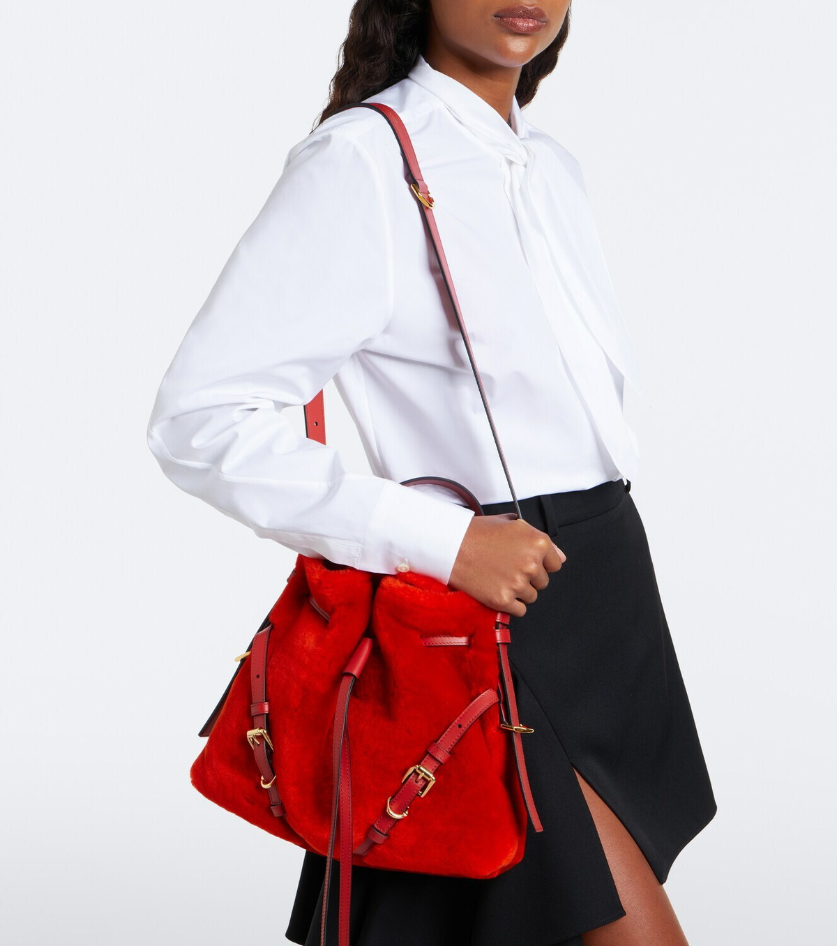 Givenchy Voyou Bucket Small shearling bucket bag