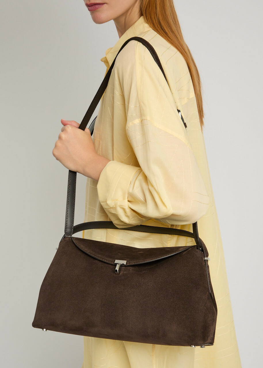 Toteme T-lock Suede top Handle bag - Brown - One Size
