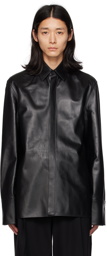 Ferragamo Black Paneled Leather Shirt