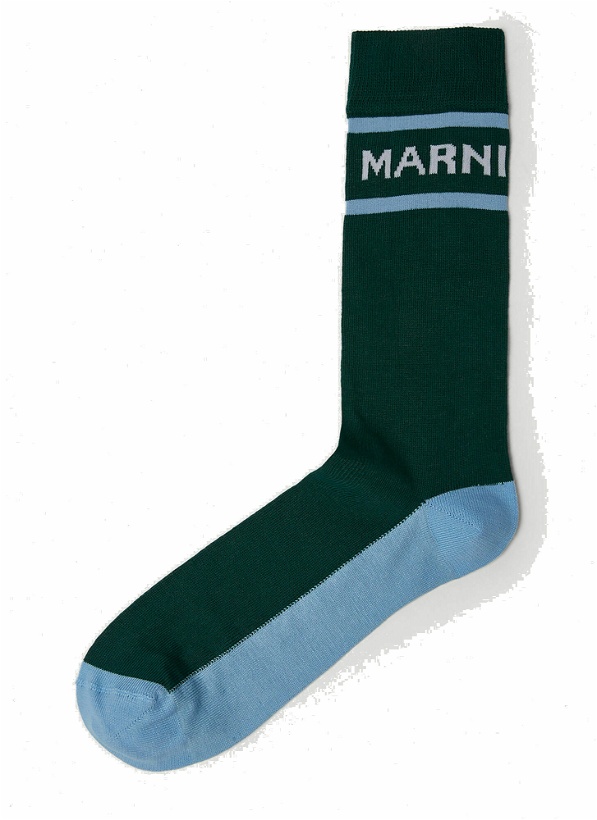 Photo: Colour Block Logo Socks in Green