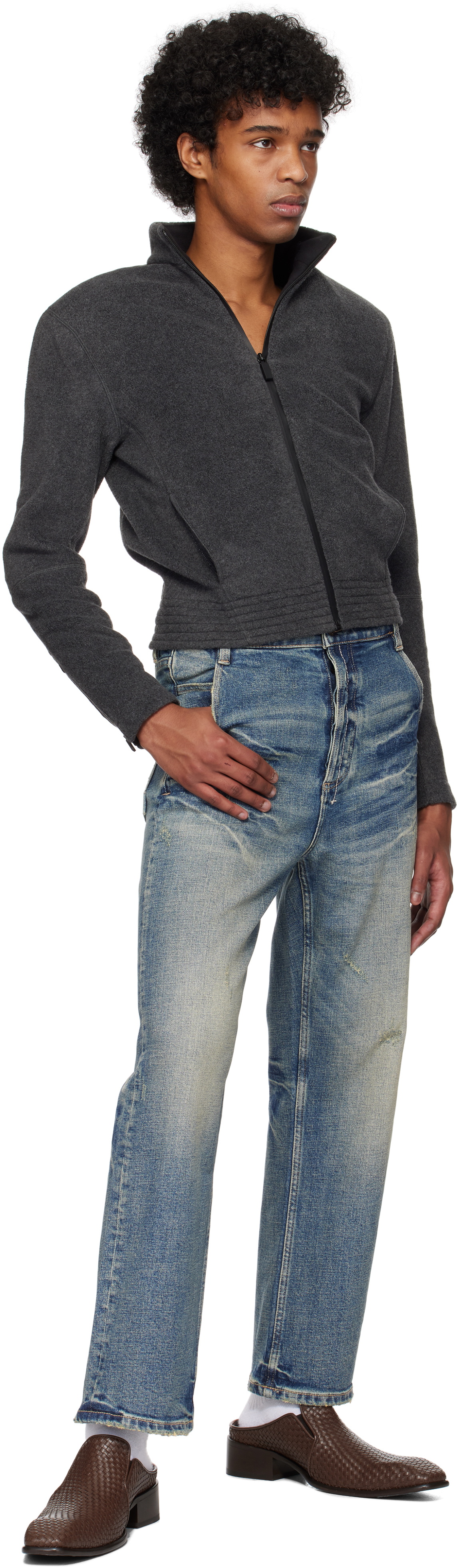 Fax Copy Express Gray Fleece Zip-Up Jacket