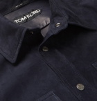 TOM FORD - Slim-Fit Suede Shirt - Midnight blue
