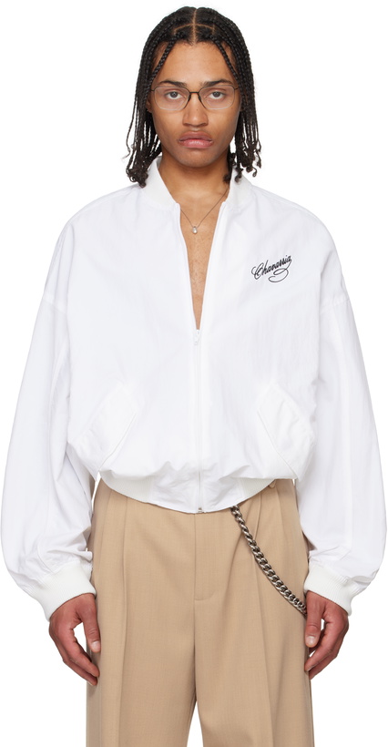 Photo: WILLY CHAVARRIA White Track Bomber Jacket