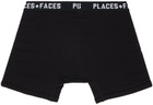 PLACES+FACES Four-Pack Black & White Rib Boxers