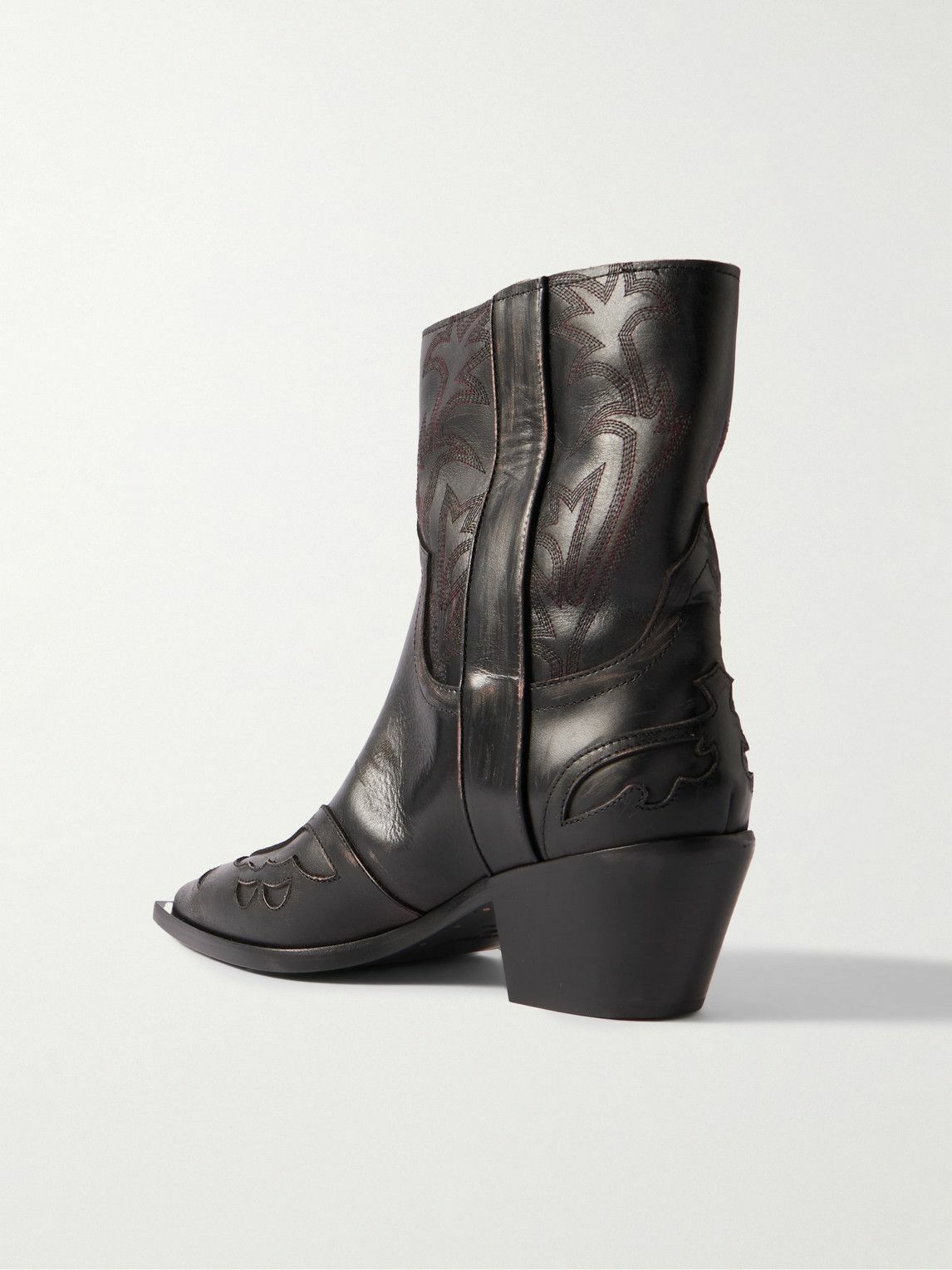 Enfants Riches Déprimés - Distressed Leather Cowboy Boots - Black