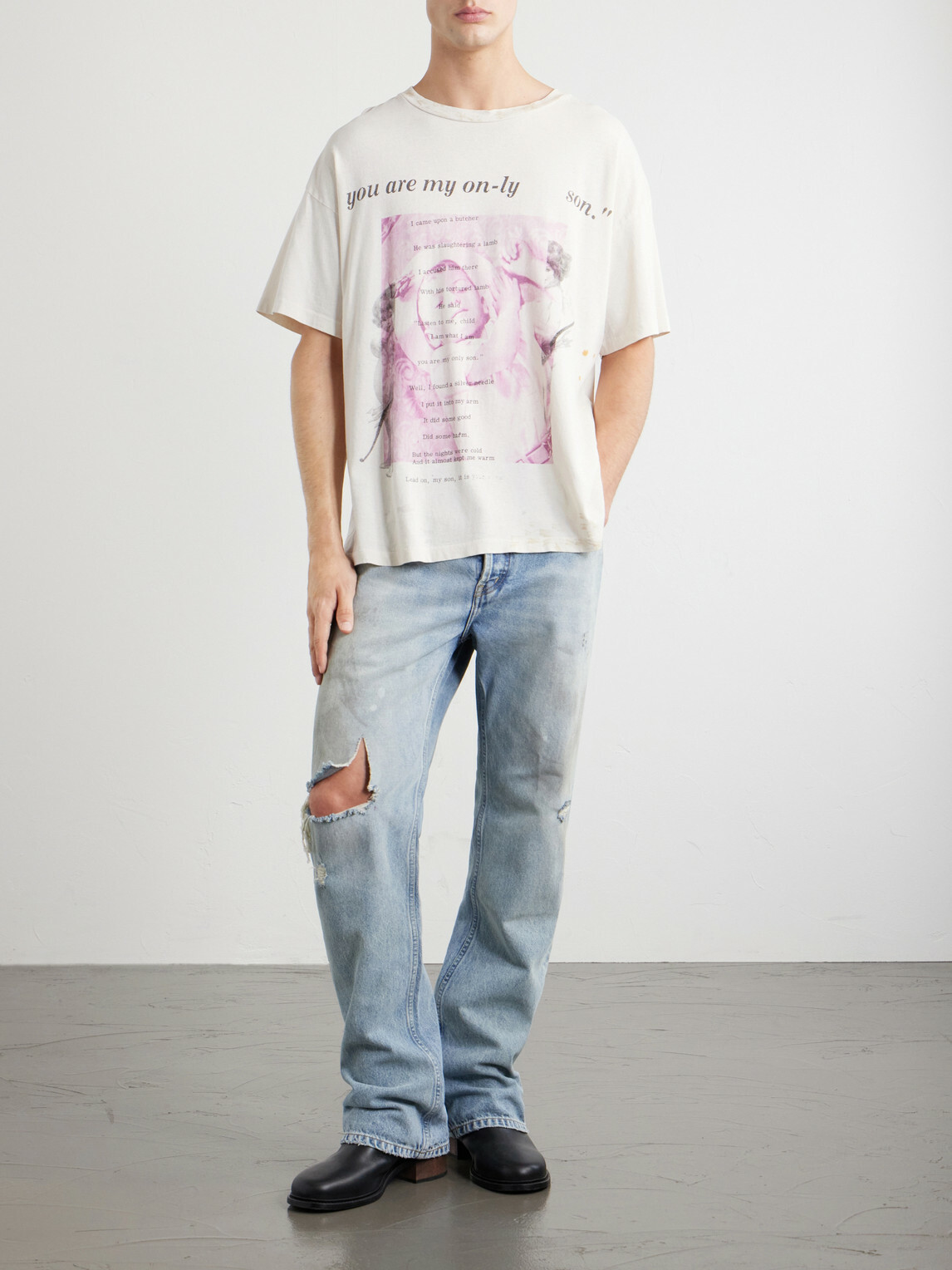 Enfants Riches Déprimés - Only Son Distressed Printed Cotton-Jersey T-Shirt - Neutrals