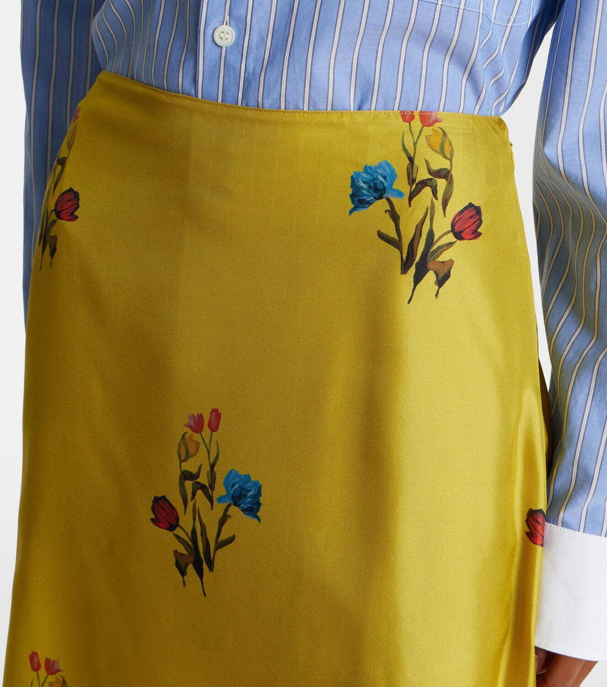 Marni Floral silk midi skirt