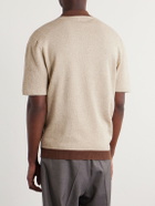 Beams Plus - Leopard-Jacquard Cotton-Blend Half-Zip Polo Shirt - Neutrals